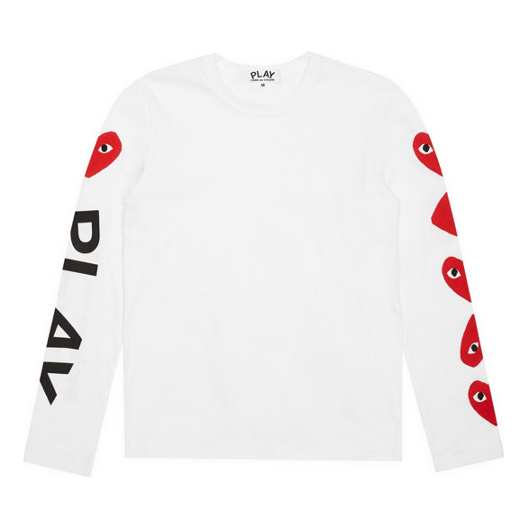 Тениска Comme des Garçons COMME des GARÇONS PLAY Five Hearts Long Sleeve T-Shirt Бяло | AZ-T261-051-1