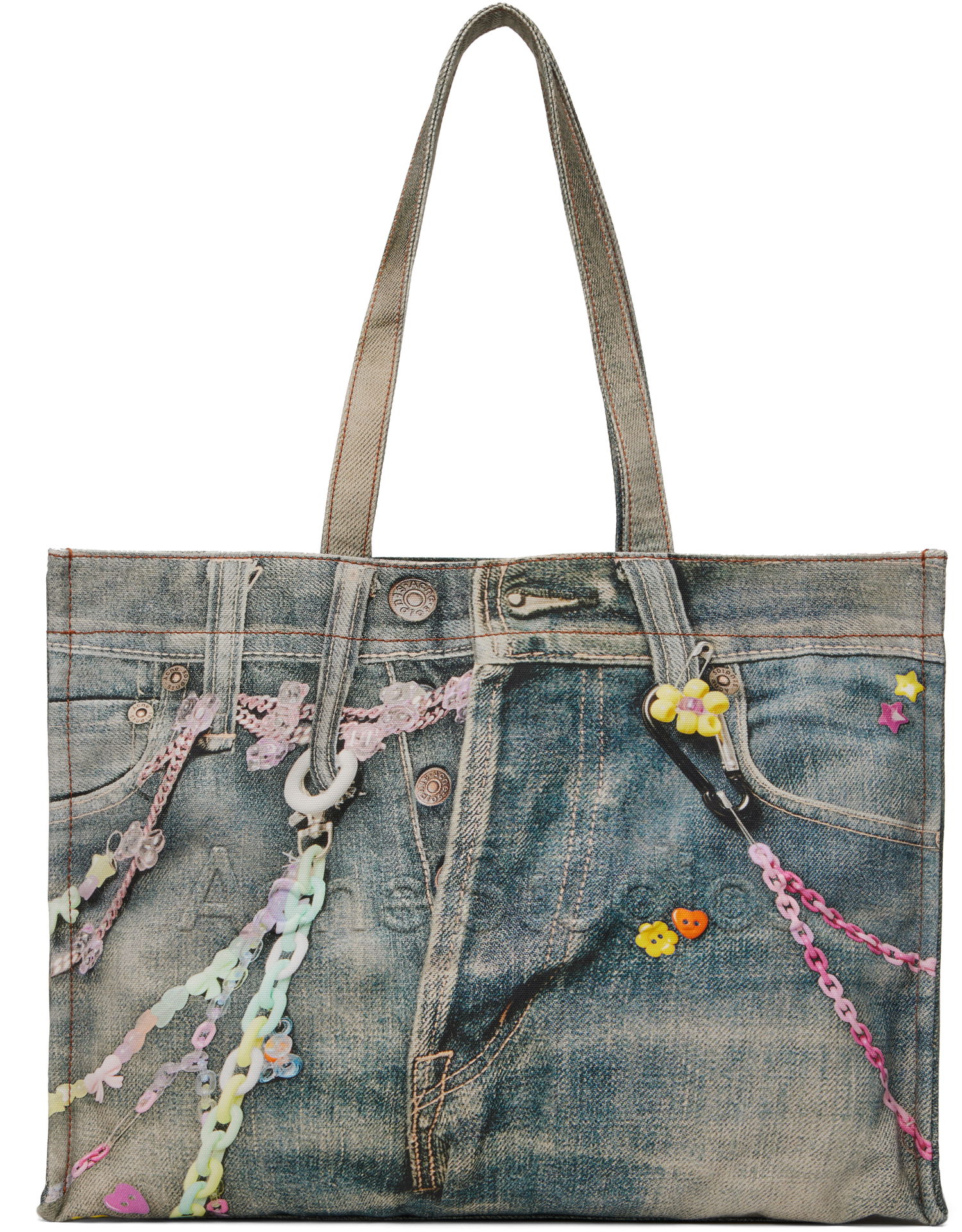 Голяма пазарска чанта Acne Studios Acne Studios Logo Shoulder Tote Синьо | C10238-, 0