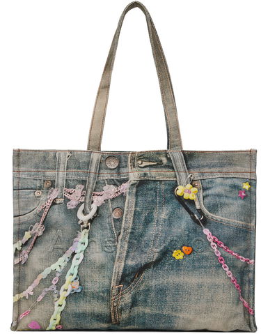 Голяма пазарска чанта Acne Studios Acne Studios Logo Shoulder Tote Синьо | C10238-, 0