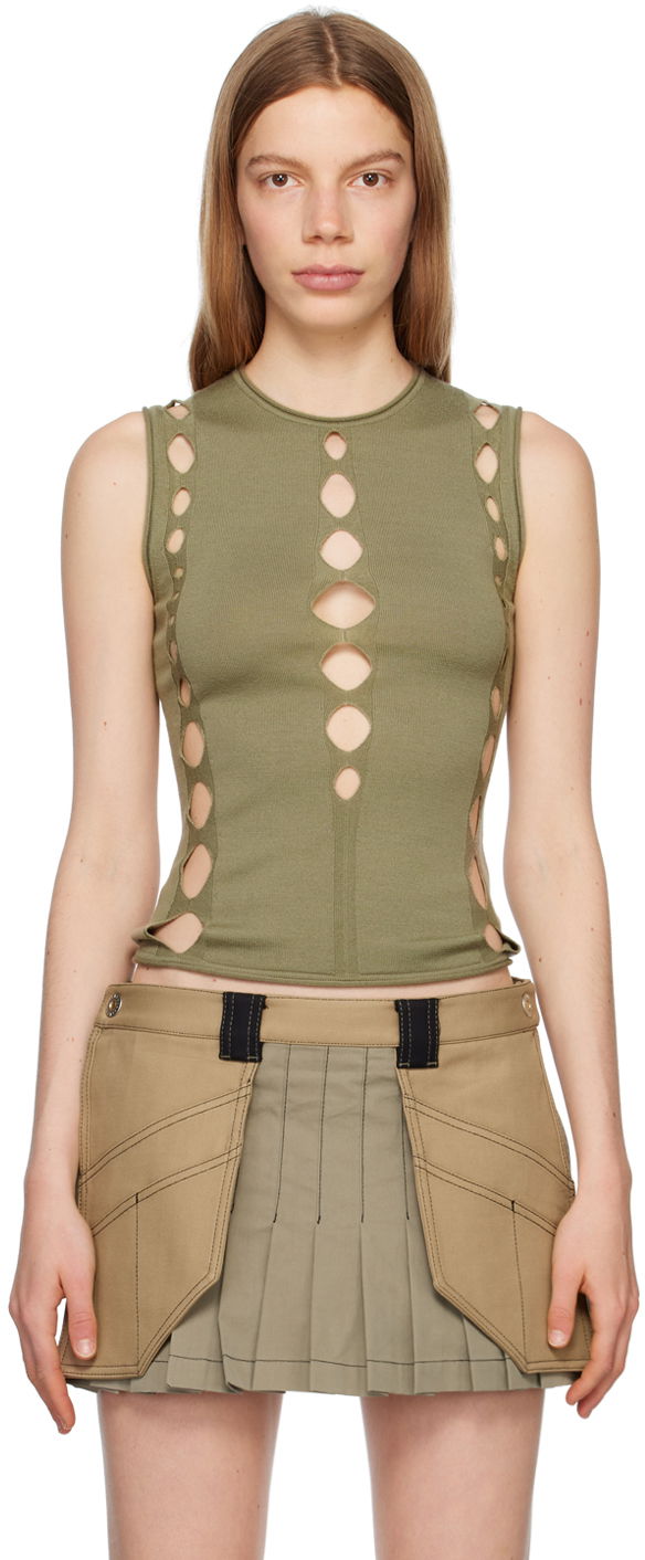 Потник Dion Lee Snake Diamond Cutout Tank Top Зелено | C7213P23, 0