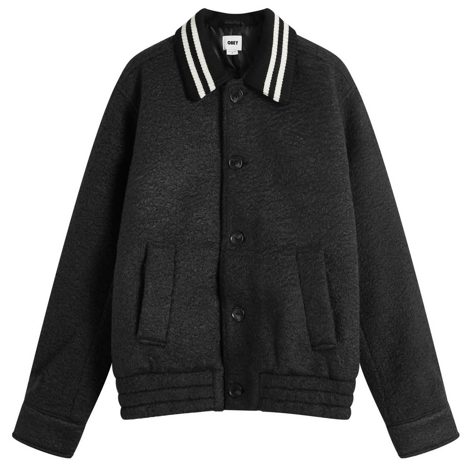 Яке бомбър OBEY Saunders Rib Collar Черно | 121800571-BLK, 0
