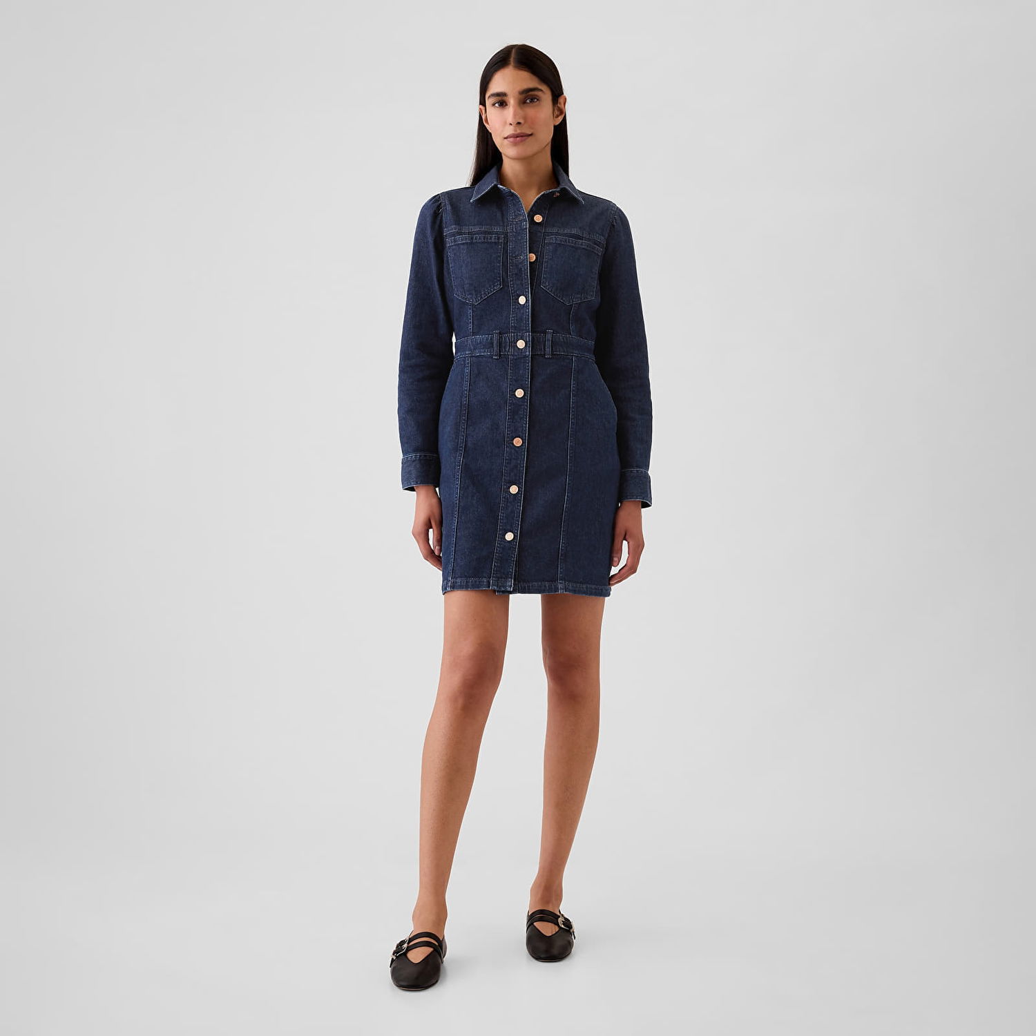 Pокля GAP Dress Denim Dress Dark Wash Indigo XS Черно | 517000-00, 0