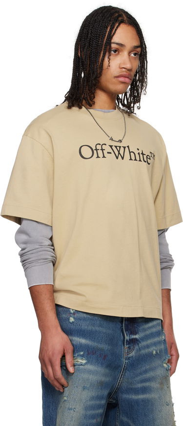 Тениска Off-White Off-White Big Bookish Skate Short Sleeve T-Shirt Бежово | OMAA120S25JER00K6110, 4