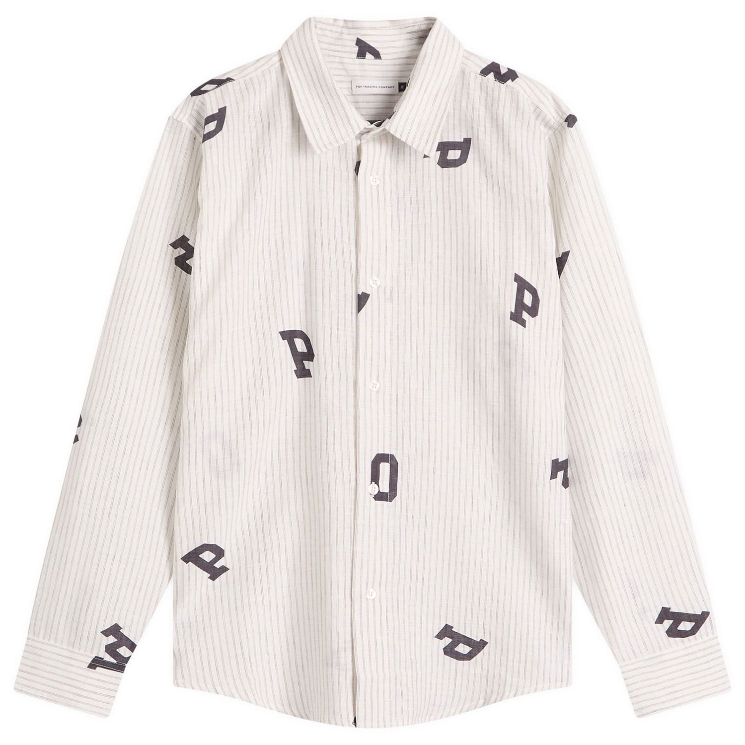 Риза Pop Trading Company Pop Trading Company Letters Striped Shirt, Size Large Бяло | POPSS25-03-007, 0