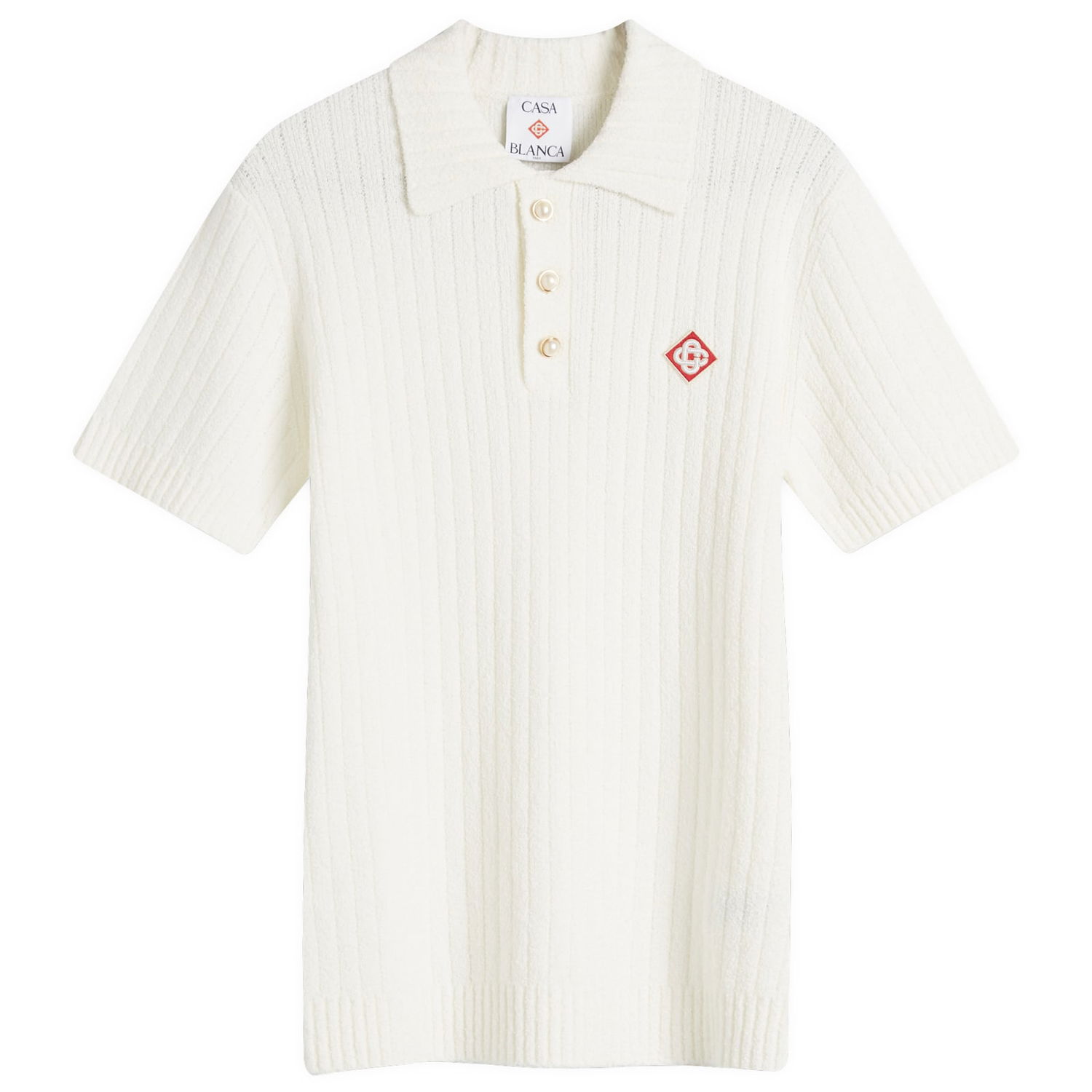 Поло тениска Casablanca Boucle Polo Shirt Бяло | MPS25-KW-780-01, 0