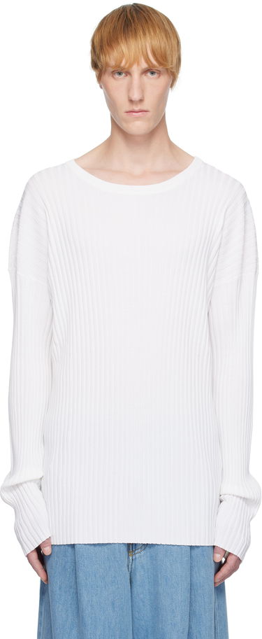 Пуловер Maison Margiela MM6 Maison Margiela Rib-Knit Sweater Бяло | SH2HL0020 M13125, 0