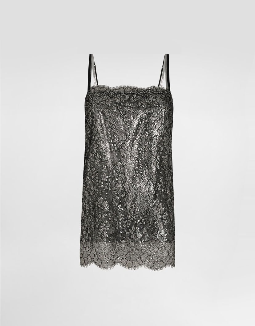 Потник Dolce & Gabbana Lamé Lace Top Металик | F7BJ1TILMCFS0998