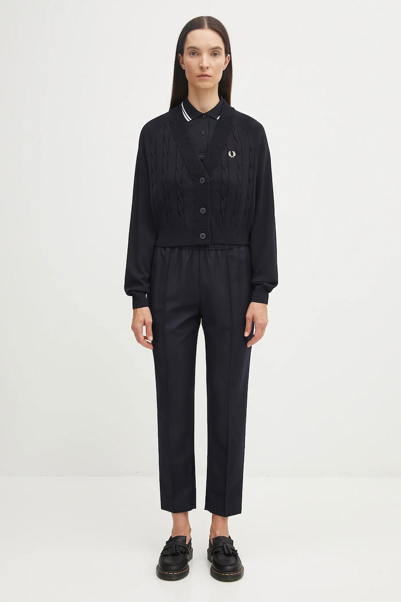 Пуловер Fred Perry Fred Perry Cable Knit Cropped Cardigan Черно | K1105