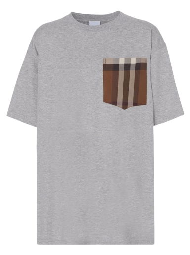 Тениска Burberry Check Print Pocket Tee Сиво | 8048923