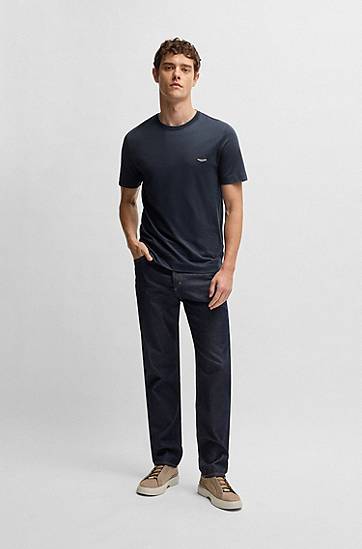 Тениска BOSS BOSS x ASTON MARTIN Cotton, Linen and Silk T-Shirt Тъмно синьо | 50537874, 1