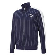 Pinstripe Stand Collar Fleece Lined Jacket