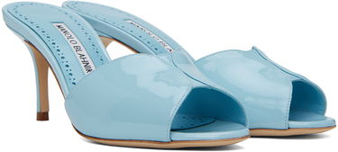Грижа за обувките Manolo Blahnik Manolo Blahnik Houramu Patent Leather Mules Синьо | 123-2332, 3