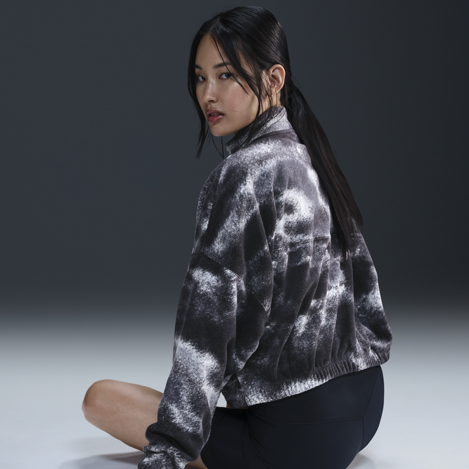 Суитчър Nike One Fleece Printed Half-Zip Sweatshirt Черно | FZ6969-010, 1