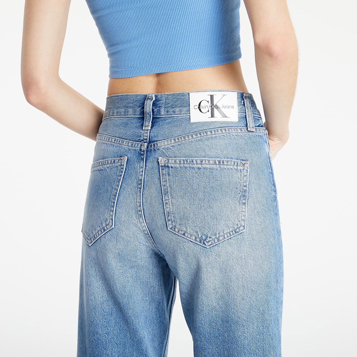 Дънки CALVIN KLEIN High Rise Straight Ankle Denim Medium Синьо | J20J218629 1A4, 1