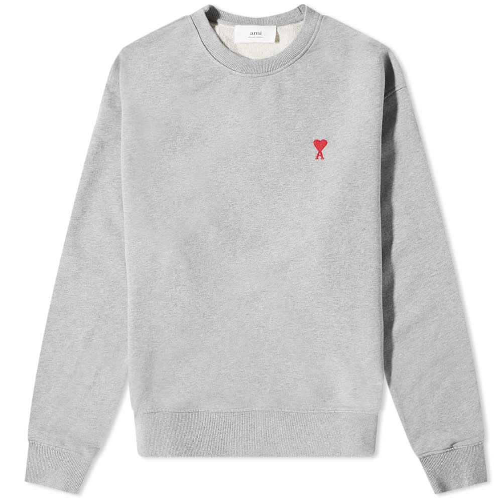 Суитчър AMI Small Heart Crewneck Sweatshirt Сиво | BFUSW001-730-055, 0