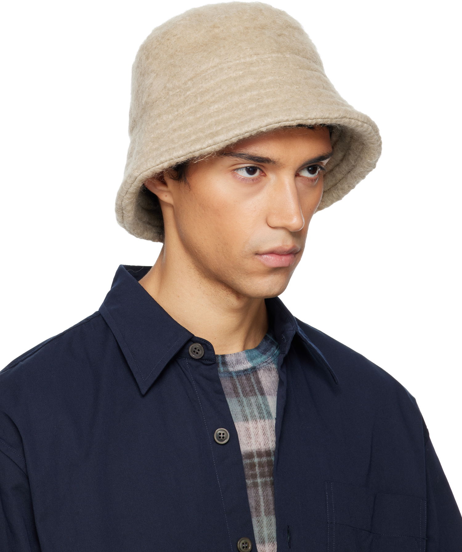 Шапка Dries Van Noten Dries Van Noten Wool Mohair Bucket Hat Бежово | 252-029501-2055, 1