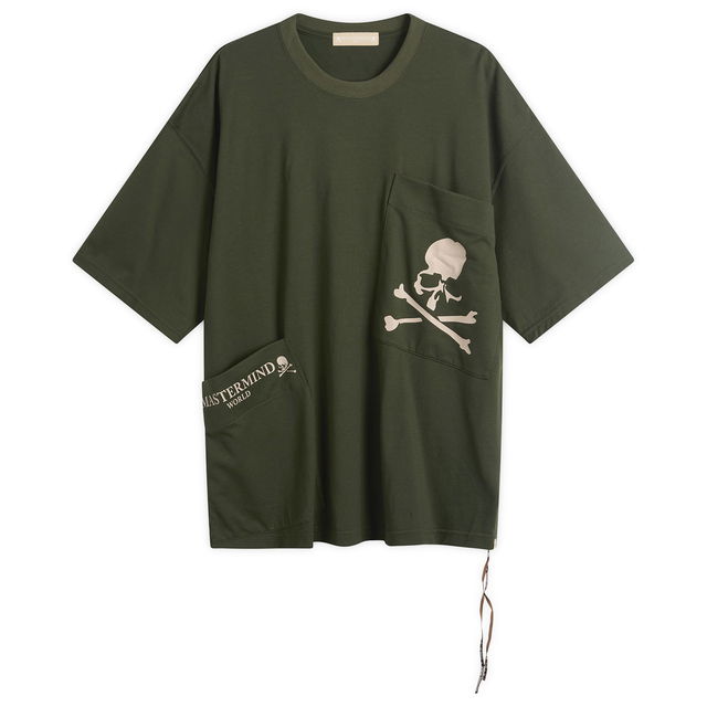 MASTERMIND WORLD Multi Pocket Skull and Crossbones Short Sleeve T-Shirt Size Large