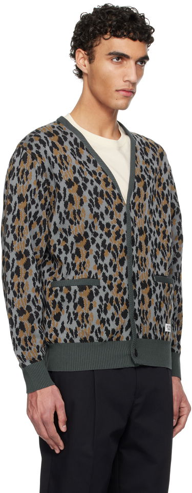 Пуловер WACKO MARIA WACKO MARIA Leopard Jacquard Knit Cardigan Сиво | 25SSE-WMK-KN06, 1