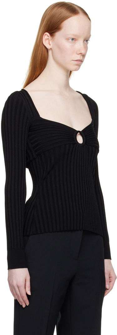 Пуловер Stella McCartney Ribbed Ring Detail Top Черно | 6K02933S2375, 1