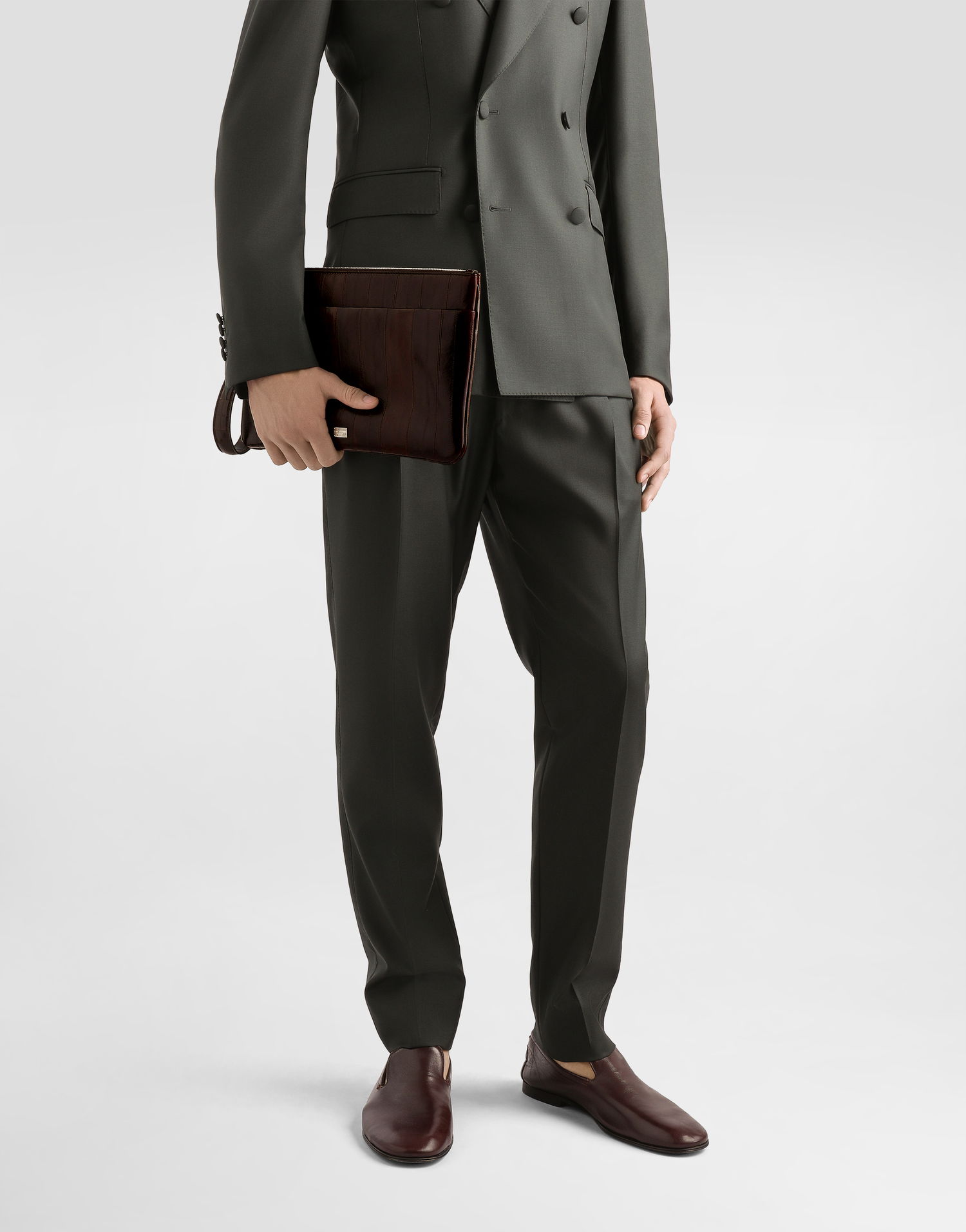 Дамска чанта Dolce & Gabbana Eel Leather Briefcase Clutch with Wrist Strap Кафяво | BP3294A8A5381300, 1