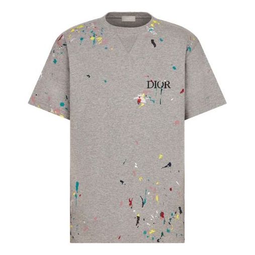 Тениска Dior Dior Paint Splatter Logo T-Shirt Сиво | 183J686A0554-C889