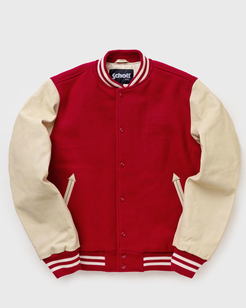 Яке бомбър Schott NYC Bomber Jacket Червено | LC8705-RED/BEIGE