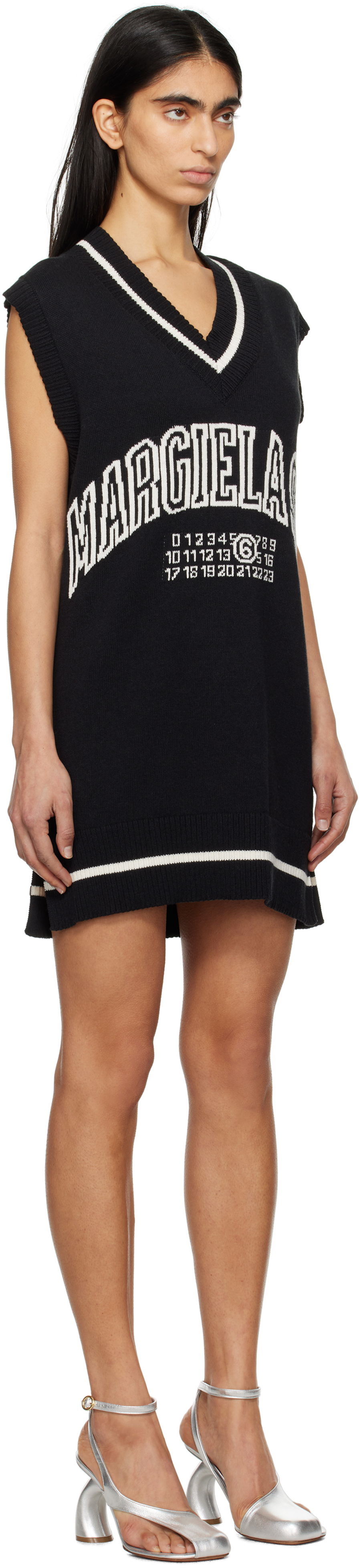 Pокля Maison Margiela MM6 Maison Margiela Varsity Jacquard Mini Dress Черно | S52DA0060 M13085, 1