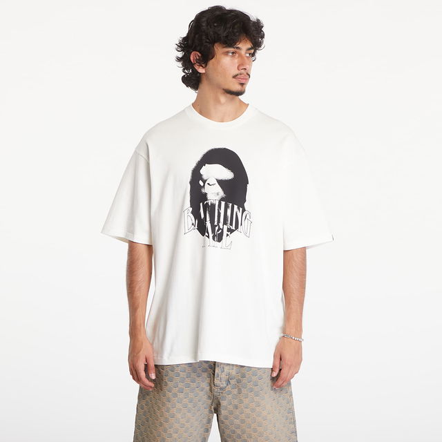 A BATHING APE Spray Print Logo Relaxed Fit Short Sleeve Tee Ivory