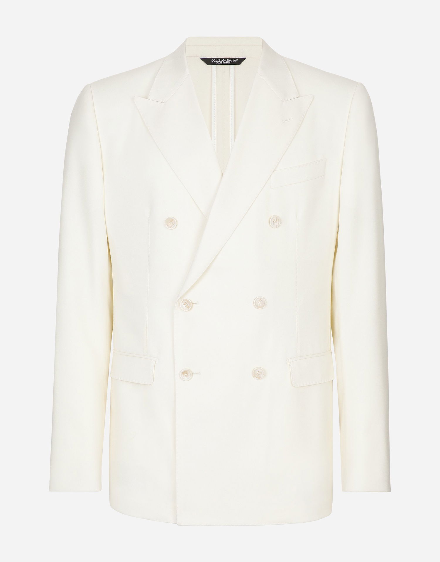 Яке Dolce & Gabbana Dolce & Gabbana Double-breasted Taormina-fit Flannel Jacket Бяло | G2NW1TGI251W3796, 0