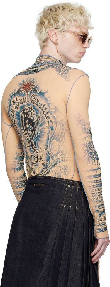 Тениска Jean Paul Gaultier Jean Paul Gaultier Tattoo Print Turtleneck Top Бежово | 23/15-F-TO111-J528-635030, 2