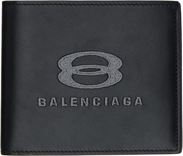 Портфейл Balenciaga Black Leather Embroidered Logo Bifold Wallet Черно | 8067512ABDN1000, 0