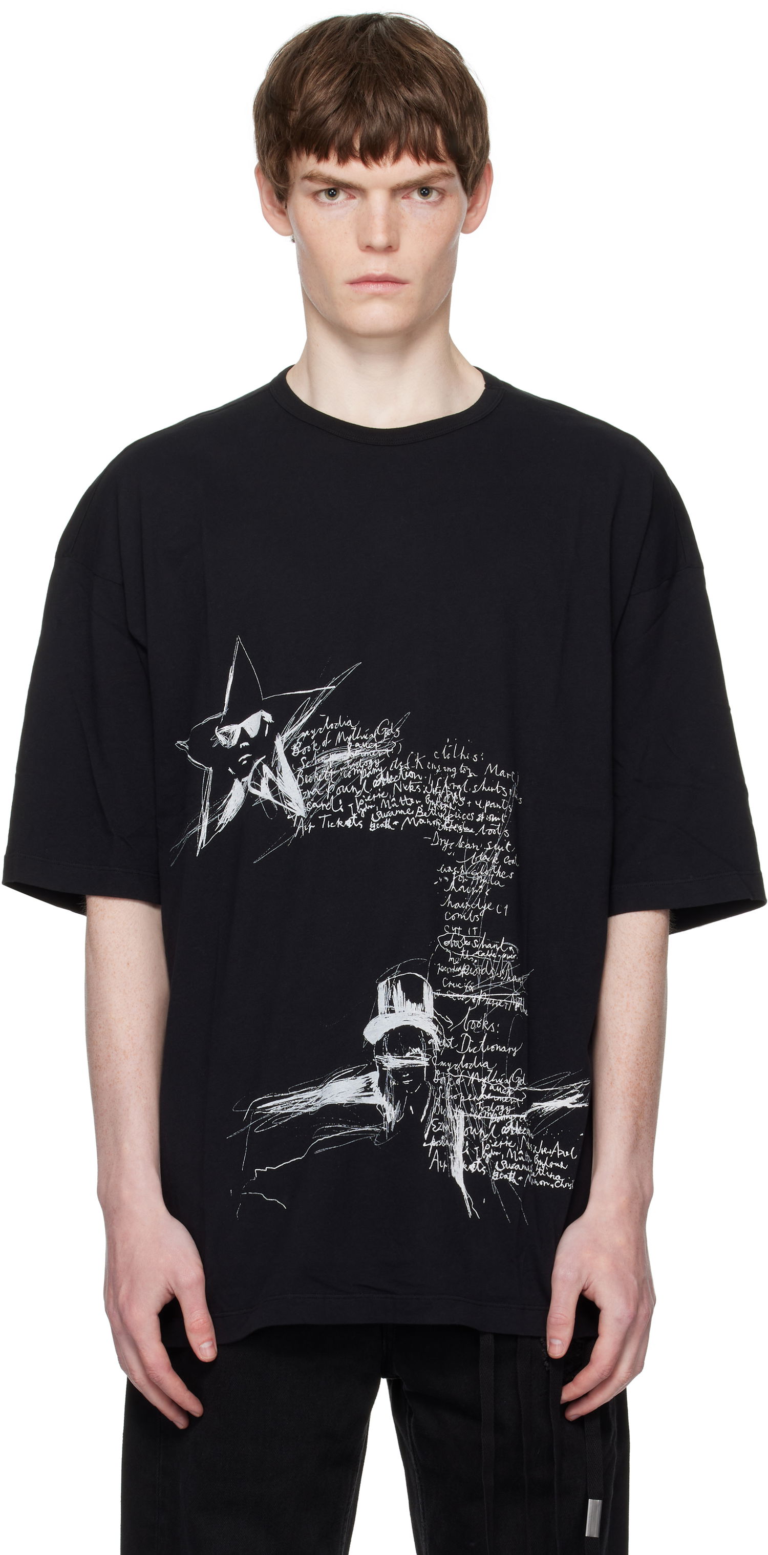 Тениска Ann Demeulemeester Ann Demeulemeester Dieter Sketchbook Graphic T-Shirt Черно | B0012878-FA206-099, 0