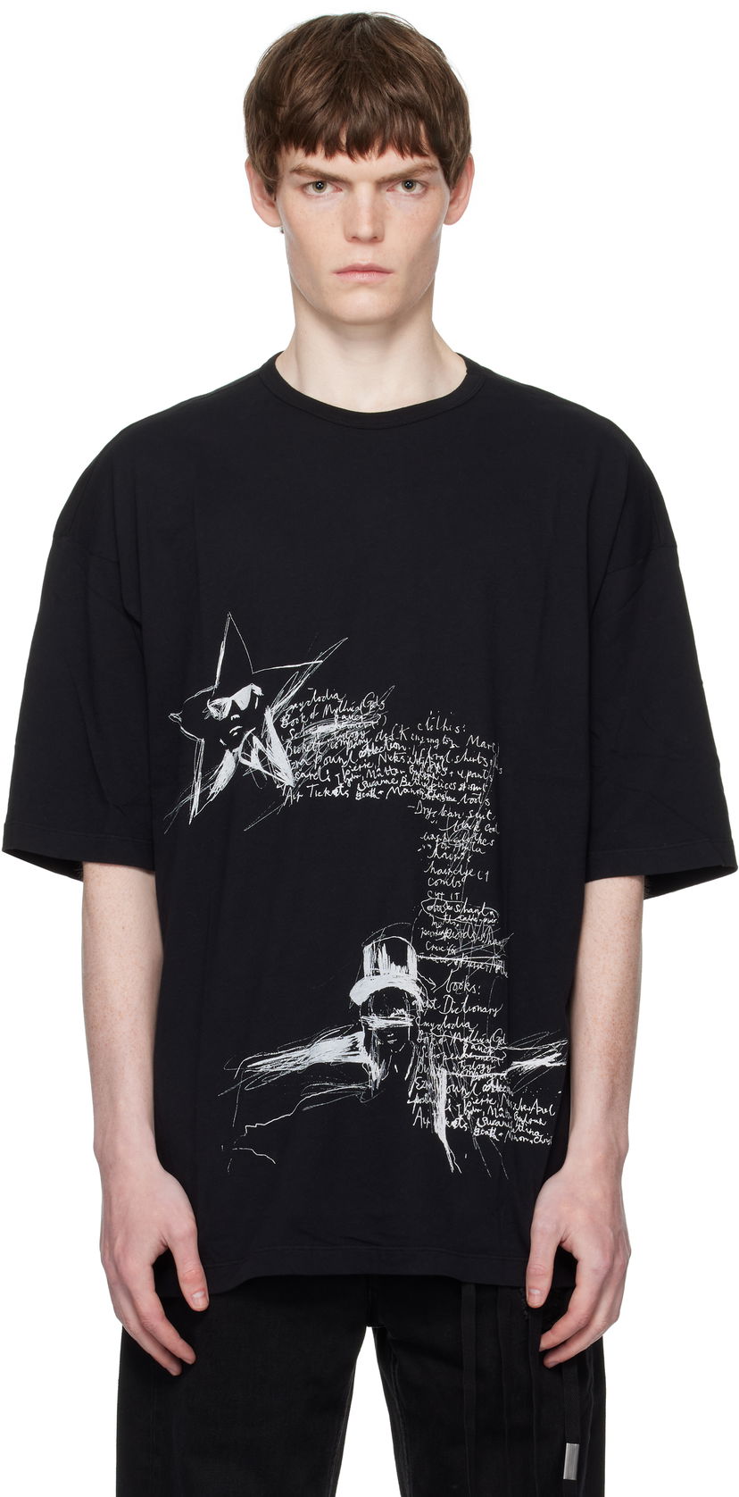 Тениска Ann Demeulemeester Ann Demeulemeester Dieter Sketchbook Graphic T-Shirt Черно | B0012878-FA206-099