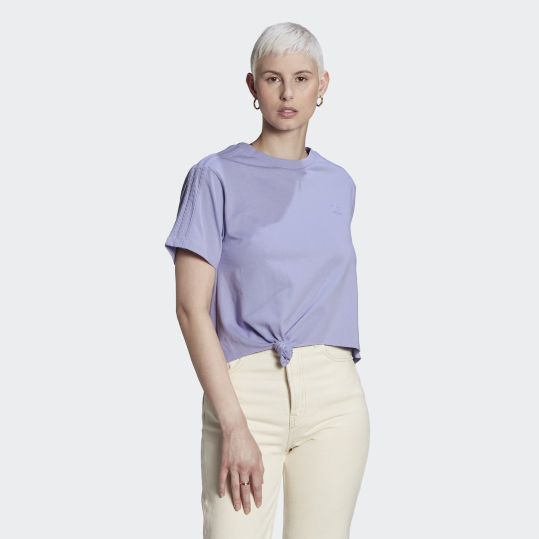 Тениска adidas Originals Knot Cropped Tee Лилаво | HB9479, 1