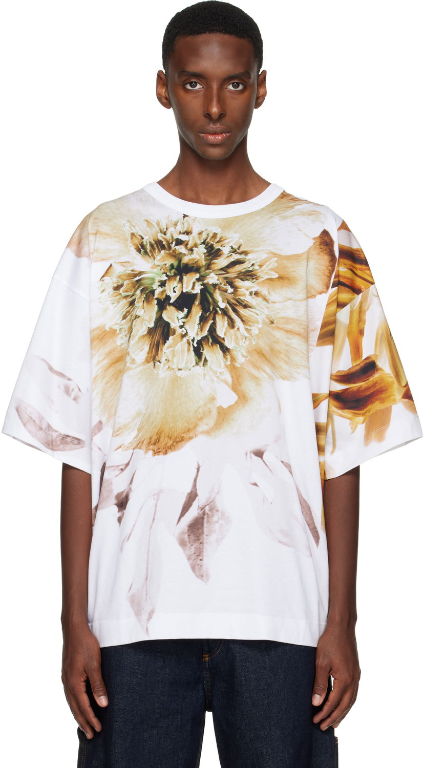 Тениска Dries Van Noten Dries Van Noten Floral Print Oversized T-shirt Бяло | 252-021109-2601