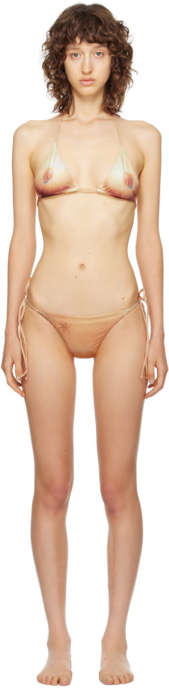 Бански Jean Paul Gaultier 'The Body Tattoo' Triangle Bikini Бежово | 23/15-F-SG020-J535-25/23/15-F-S, 0