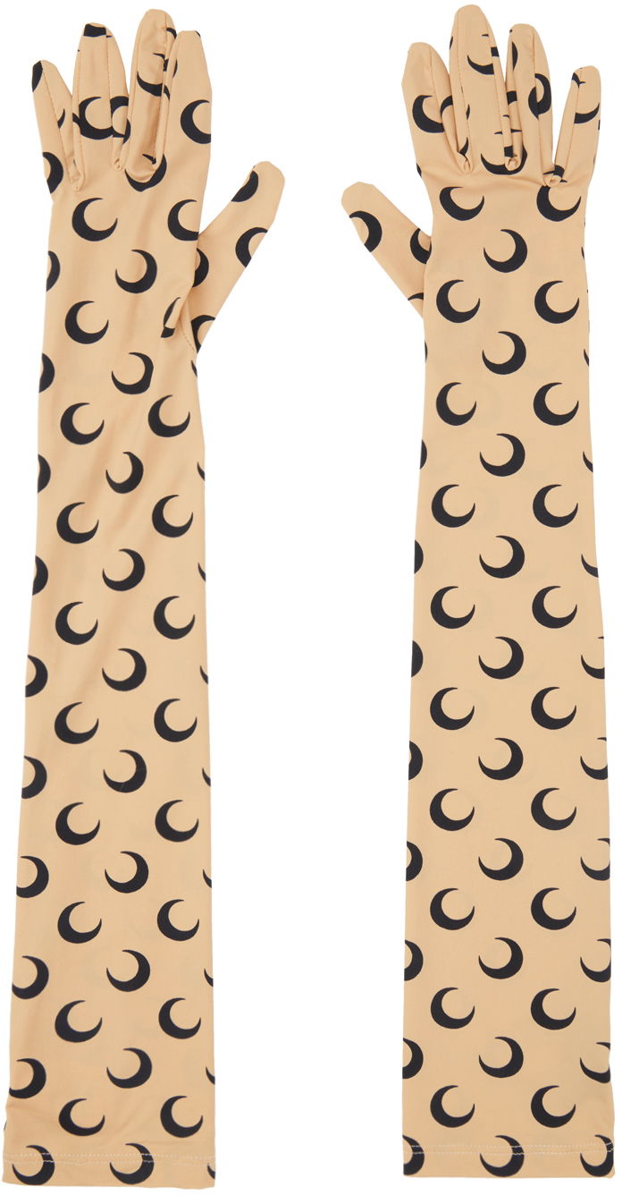 Ръкавици Marine Serre Marine Serre All Over Moon Long Gloves Бежово | A004ICONWFW22