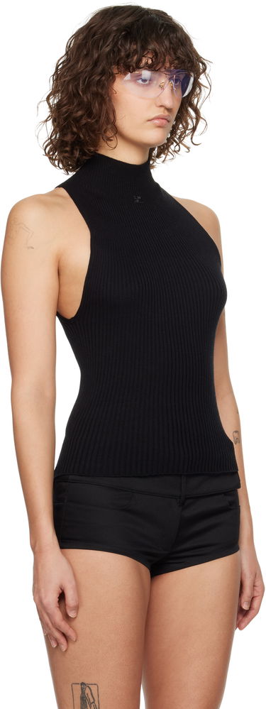 Пуловер Courrèges Courrèges Mock Neck Rib Tank Top Черно | 125MTO384FI0049, 1