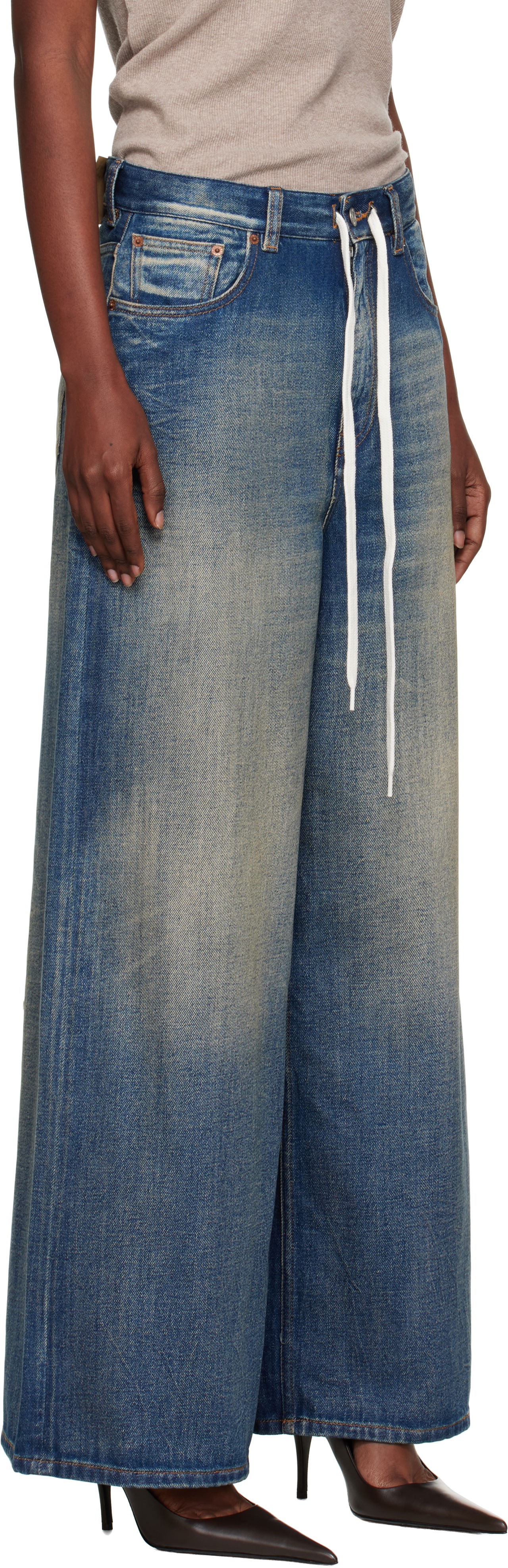 Дънки Maison Margiela MM6 Maison Margiela Wide-Leg Jeans Синьо | S52LA0262 M30017, 1