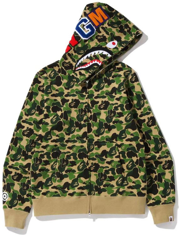 Суитчър BAPE Camo Shark Full Zip Hoodie Зелено | 001ZPI201002M-GRN, 0