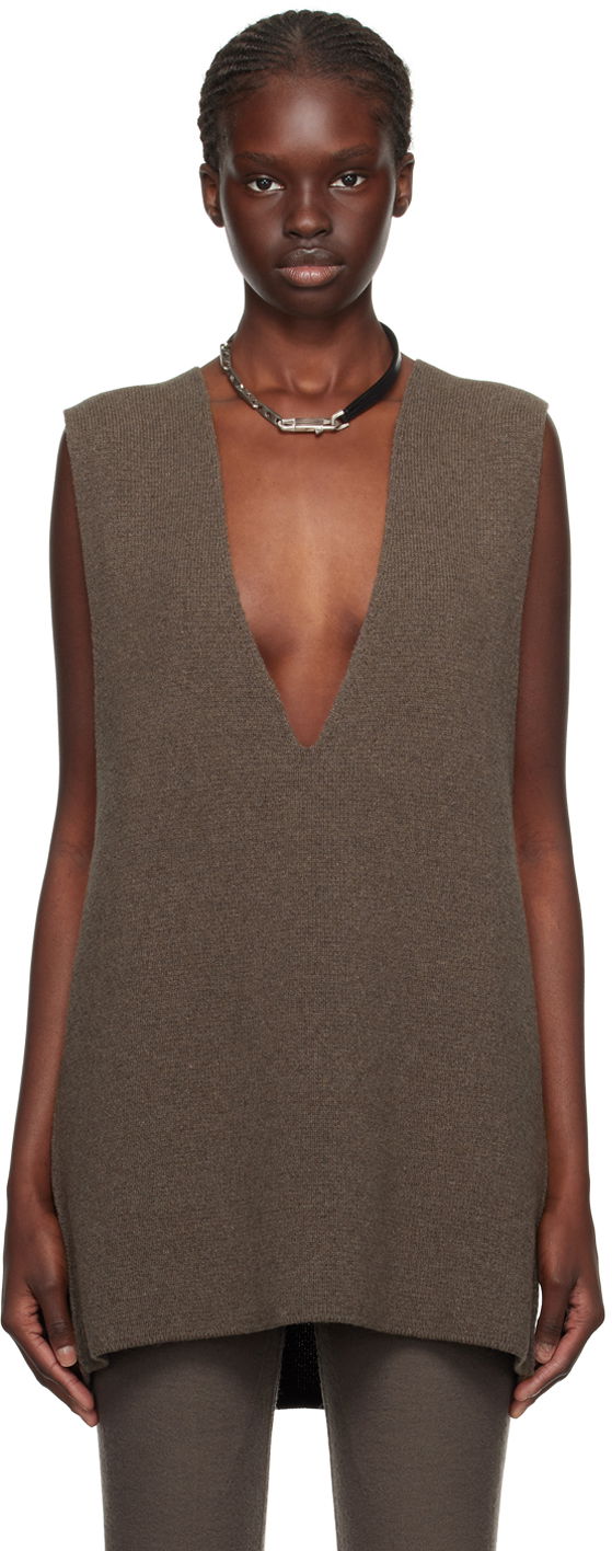 Потник Rick Owens V-Neck Tank Top Кафяво | RO02C1698 CHWSR, 0