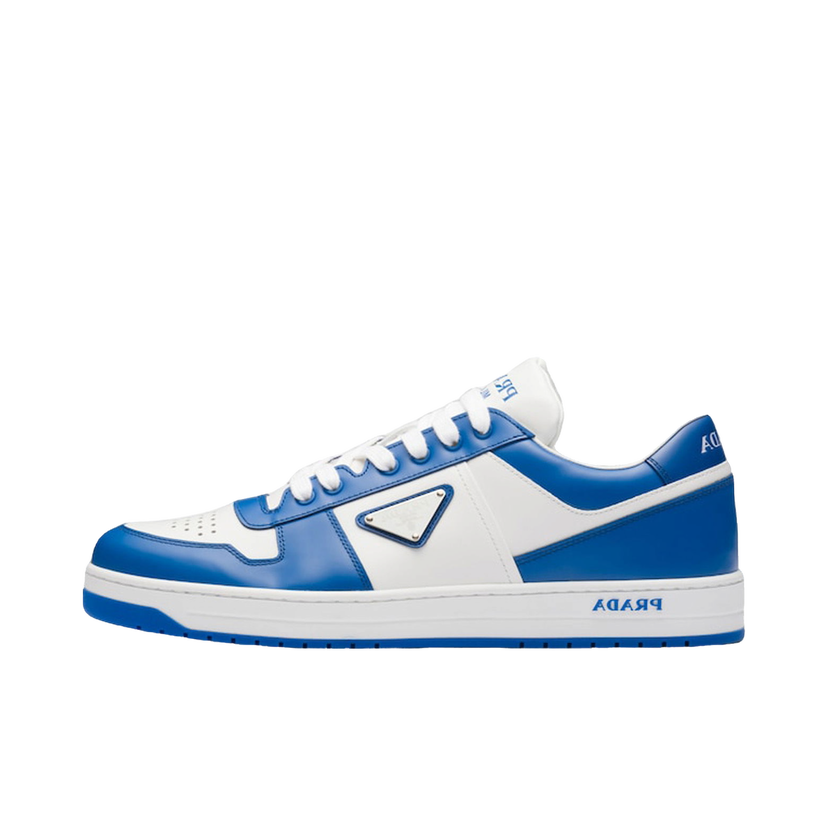 Кецове и обувки Prada Downtown Low Top Sneakers Leather White Cobalt Blue Синьо | 2EE364_3LKG_F098Z