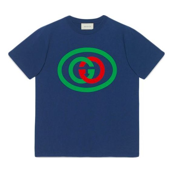 Тениска Gucci Interlocking GG Oversized T-Shirt Синьо | 565806-XJBAU-4397