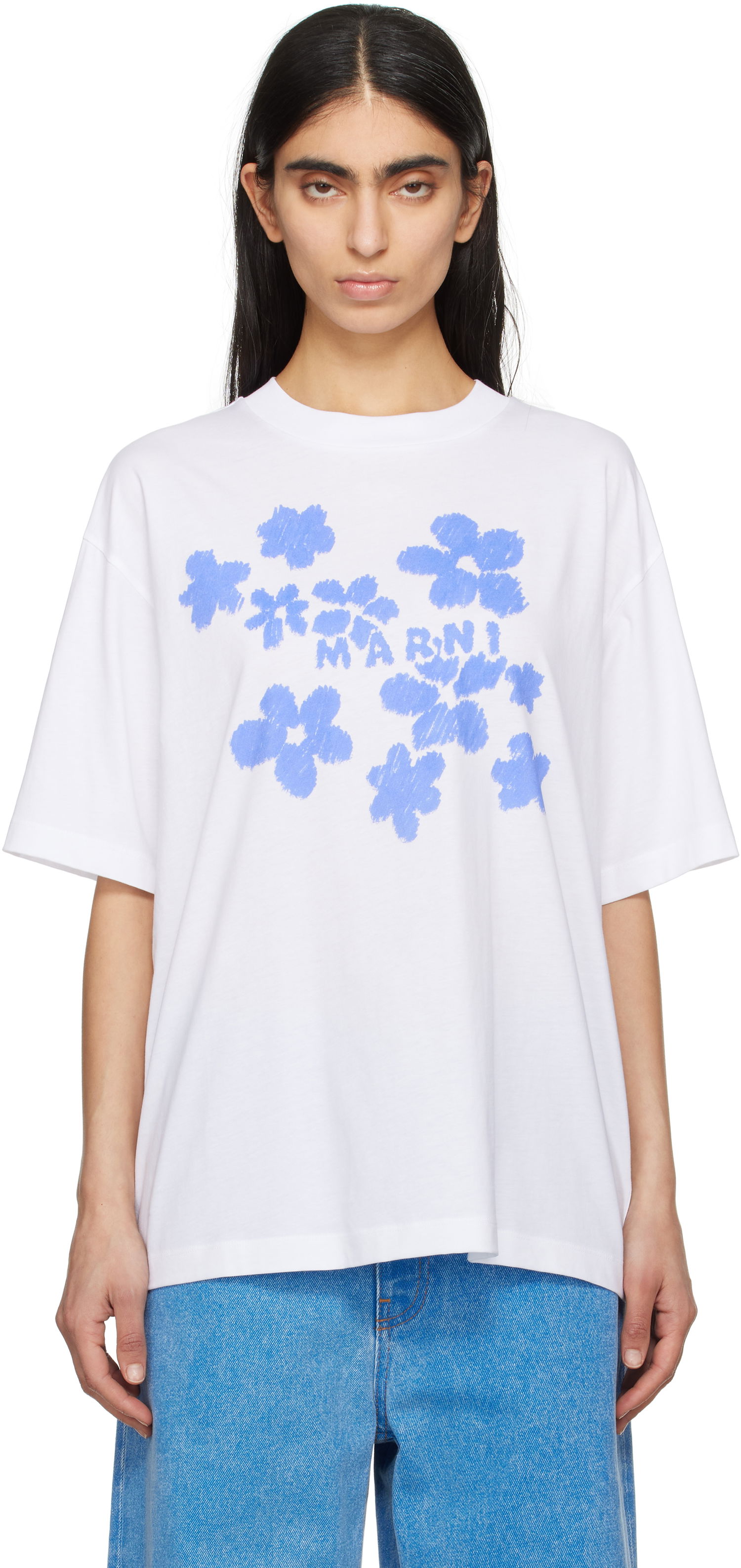 Тениска Marni Marni Daisy Garden Cotton T-Shirt Бяло | THJET49P09 USCX40, 0