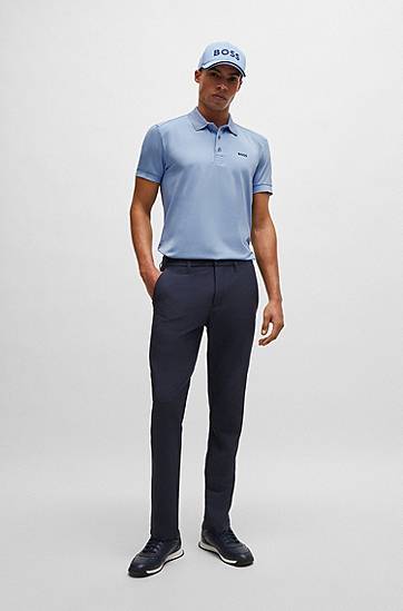 Поло тениска BOSS Stretch Cotton Polo Shirt with Tape Inserts Синьо | 50519855, 1