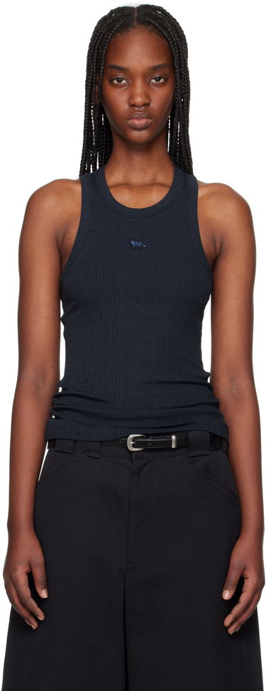 Потник MAISON KITSUNÉ Maison Kitsuné Baby Fox Patch Ribbed Tank Top Тъмно синьо | OW00604KJ0134, 0