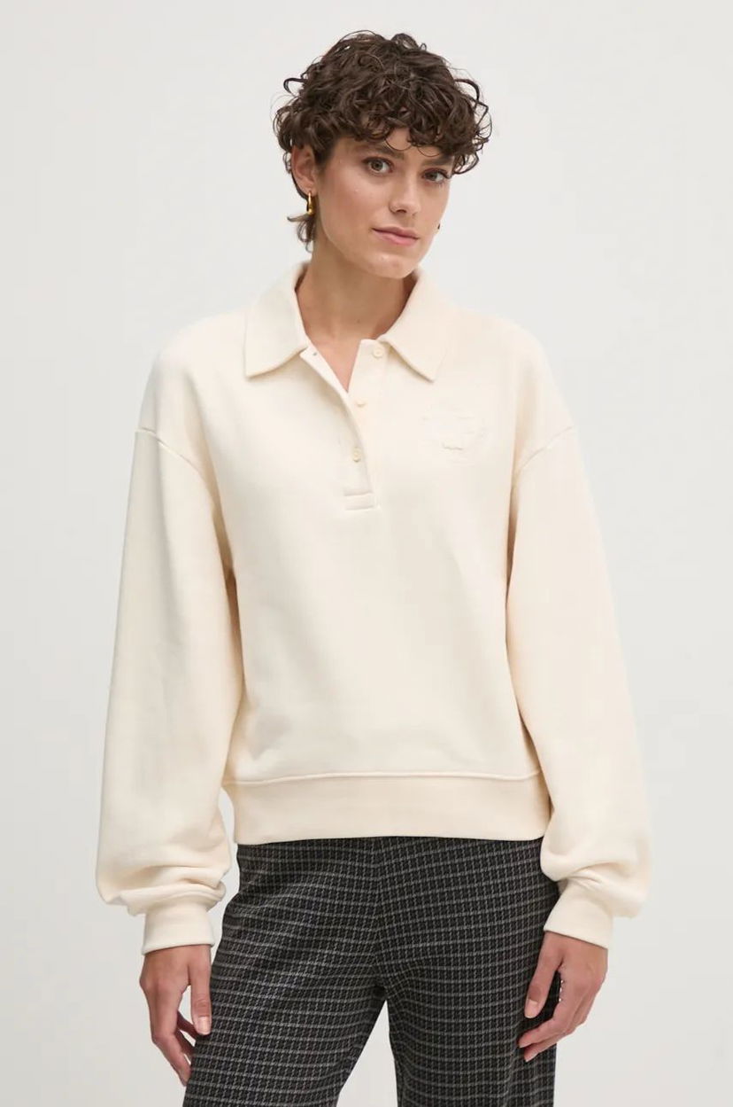 Суитчър Lacoste Women's Beige Polo Neck Sweatshirt Бежово | SF2641