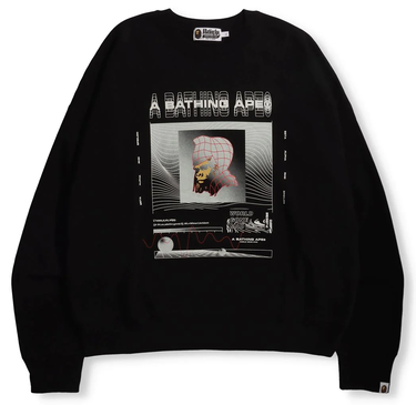 Пуловер BAPE Graphic #2 Loose Fit Crewneck Черно | 001SWH701001I, 0