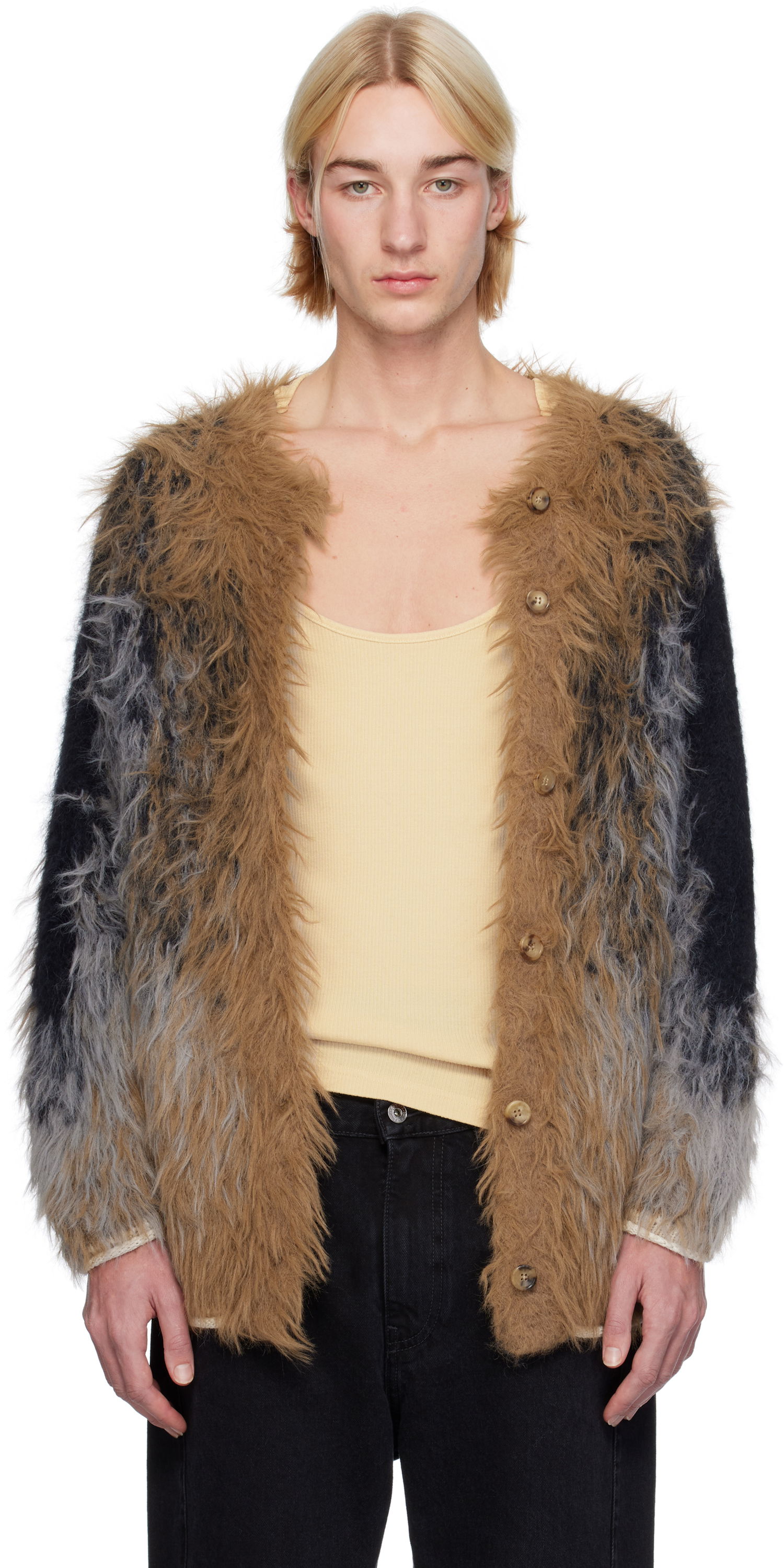 Пуловер Y/PROJECT Gradient Hairy Cardigan Кафяво | 106CN003, 0