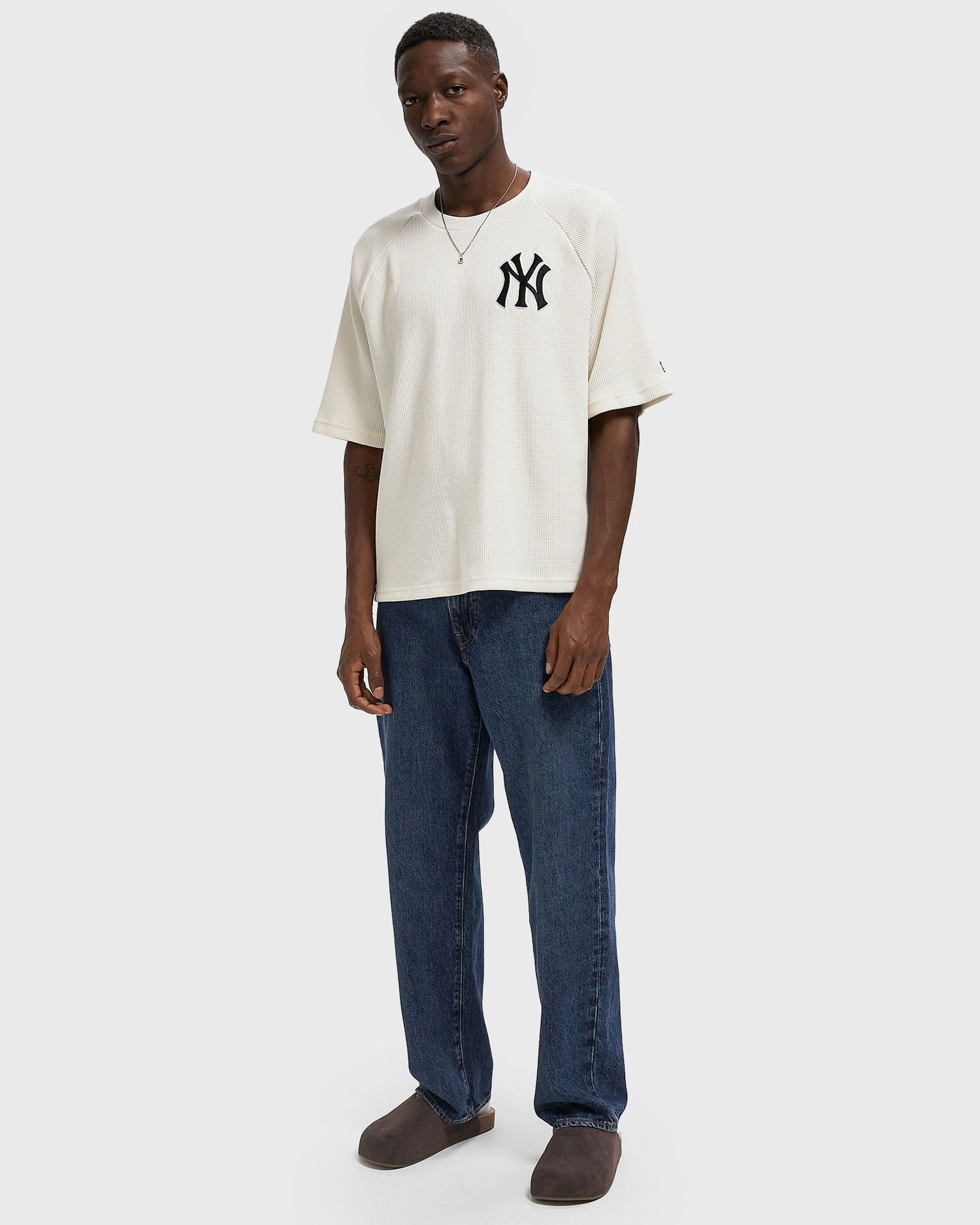 Тениска New Era New York Yankees Waffle T-Shirt Бяло | 60684511, 1